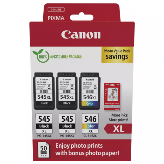 ORIGINAL Canon PG-545XL(2x)+CL-546XL ink  MG2450/2550 (2xBlack+Color+paper) Tonerji in kartuše
