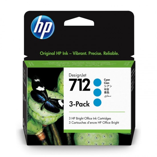 ORIGINAL HP ink No.712, 3-pack DesignJet Studio,T210,T230,T250,T630,T650 (Cyan) Tonerji in kartuše
