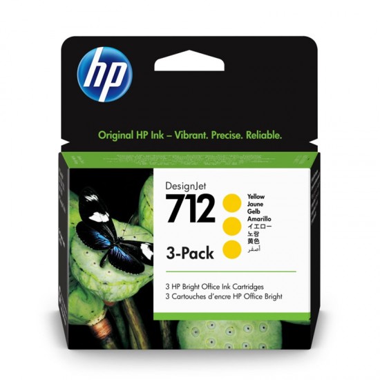 ORIGINAL HP ink No.712, 3-pack DesignJet Studio,T210,T230,T250,T630,T650 (Yellow) Tonerji in kartuše
