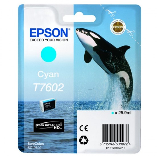 ORIGINAL Epson ink SureColor SC-P600 (Cyan) Tonerji in kartuše