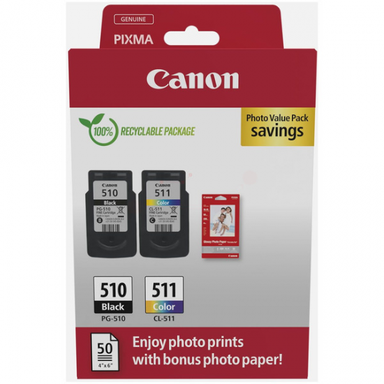 ORIGINAL Canon PG-510Bk+CL-511 ink cart.(komplet+papir) MP240/260 (NEW)