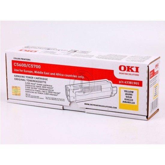 ORIGINAL Oki Toner C5600 (Yellow) Tonerji in kartuše