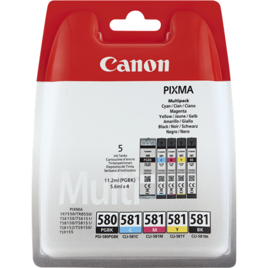 ORIGINAL Canon PGI-580PGBK + CLI-581 (BK/C/M/Y) Ink cart. TR7550/8550/TS6150/9150 + papir (1x5,6ml /4x5,6ml) Tonerji in kartuše