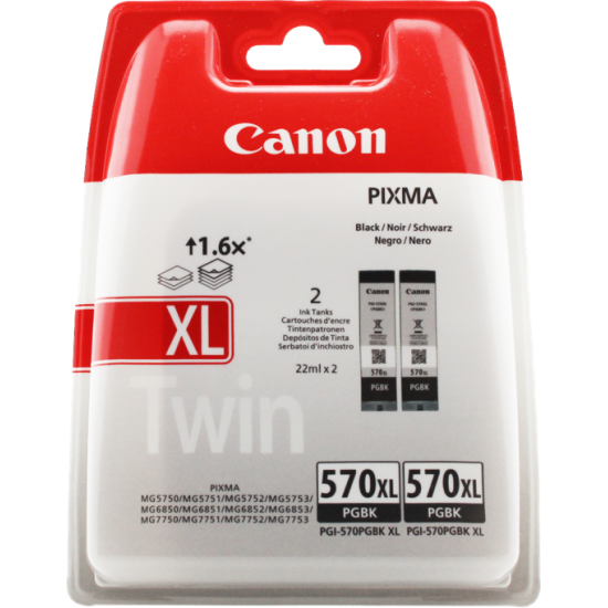 ORIGINAL Canon Ink PGI-570BK XL Twin Pack  (Black) Tonerji in kartuše