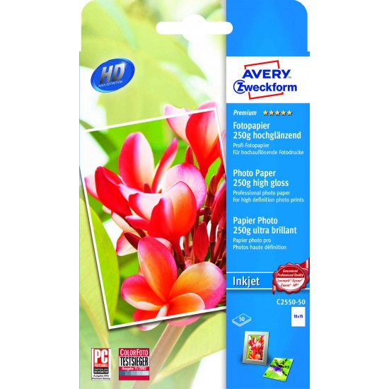 Foto papir Inkjet AVERY C2550-50,  (10x15) Pisarniški material