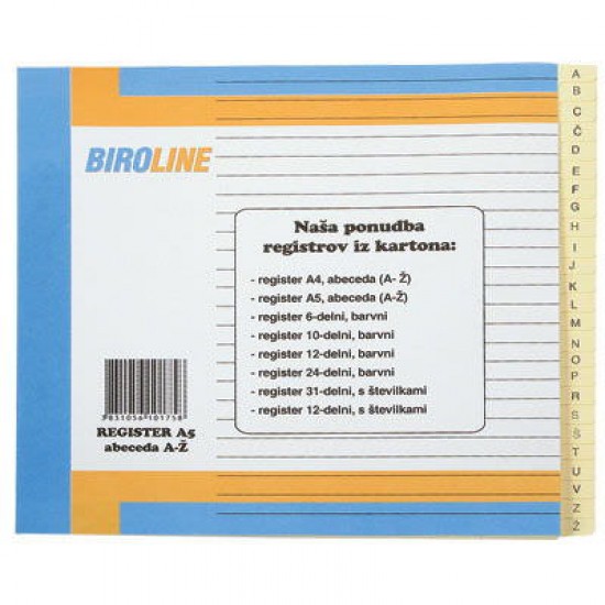 Register kartonski ELISA, A5, A-Ž Pisarniški material