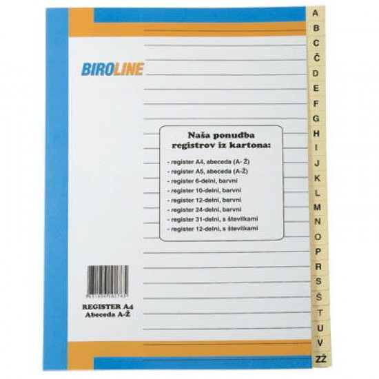 Register kartonski ELISA, A4, A-Ž Pisarniški material