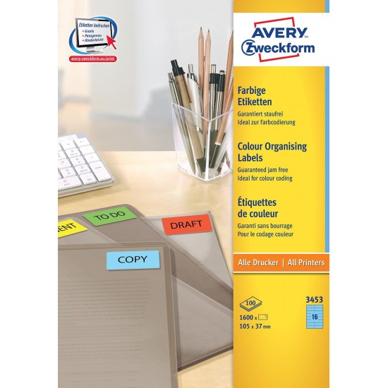 Barvne etikete za označevanje AVERY 3453 (dim.105x37) Pisarniški material