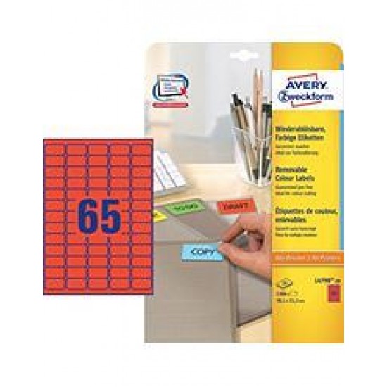 Odstranljive barvne etikete AVERY L4790-20 (dim.38,1x21,2) Pisarniški material