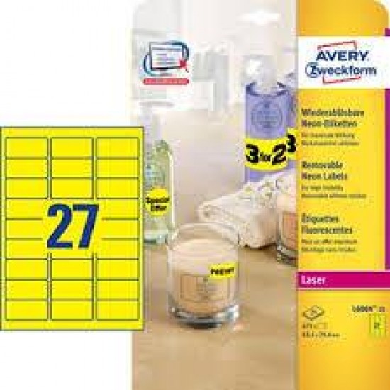 Odstranljive neonske etikete AVERY L6004-25 (dim.63,5x29,6) Pisarniški material
