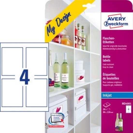 Svetleče etikete za steklenice AVERY MD4001 (dim.90x120) Pisarniški material