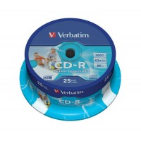 CD-R VERBATIM 700 MB, 52xhitrost, 25 na osi,  Printable