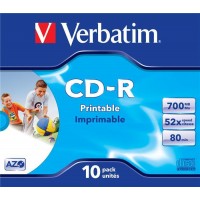 CD-R VERBATIM 700 MB, 52xhitrost, 10 mm, Printable  1/10