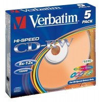 CD-RW VERBATIM 700 MB, 8-12x,  5 mm     1/5