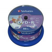 DVD-R VERBATIM 4,7 GB, 16xhitrost, 50 na osi, Printable