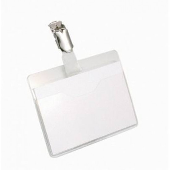 Priponka za imena PVC s kovinsko sponko,  100mmx60mm   1/1 Pisarniški material