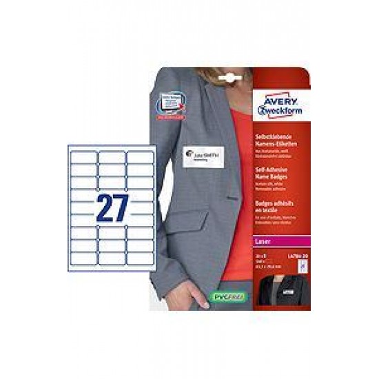 Etikete za imena AVERY L4784-20, 63,5x29,6 Pisarniški material