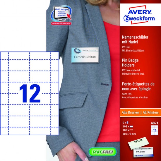 Kompleti priponk AVERY 4821 z ravno iglično sponko Pisarniški material