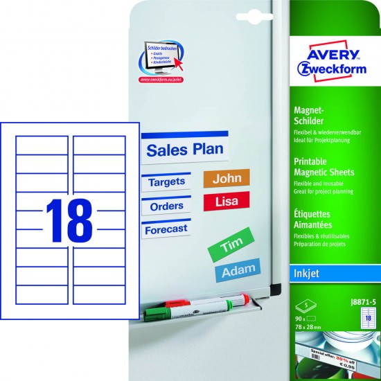 Magnetne oznake AVERY J8871-5, 78x28 Pisarniški material