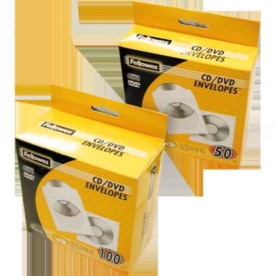 Ovitek papirnati za CD/DVD FELLOWES z okencem,   1/50 Pisarniški material
