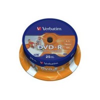 DVD-R VERBATIM 4,7 GB, 16xhitrost, 25 na osi, Printable